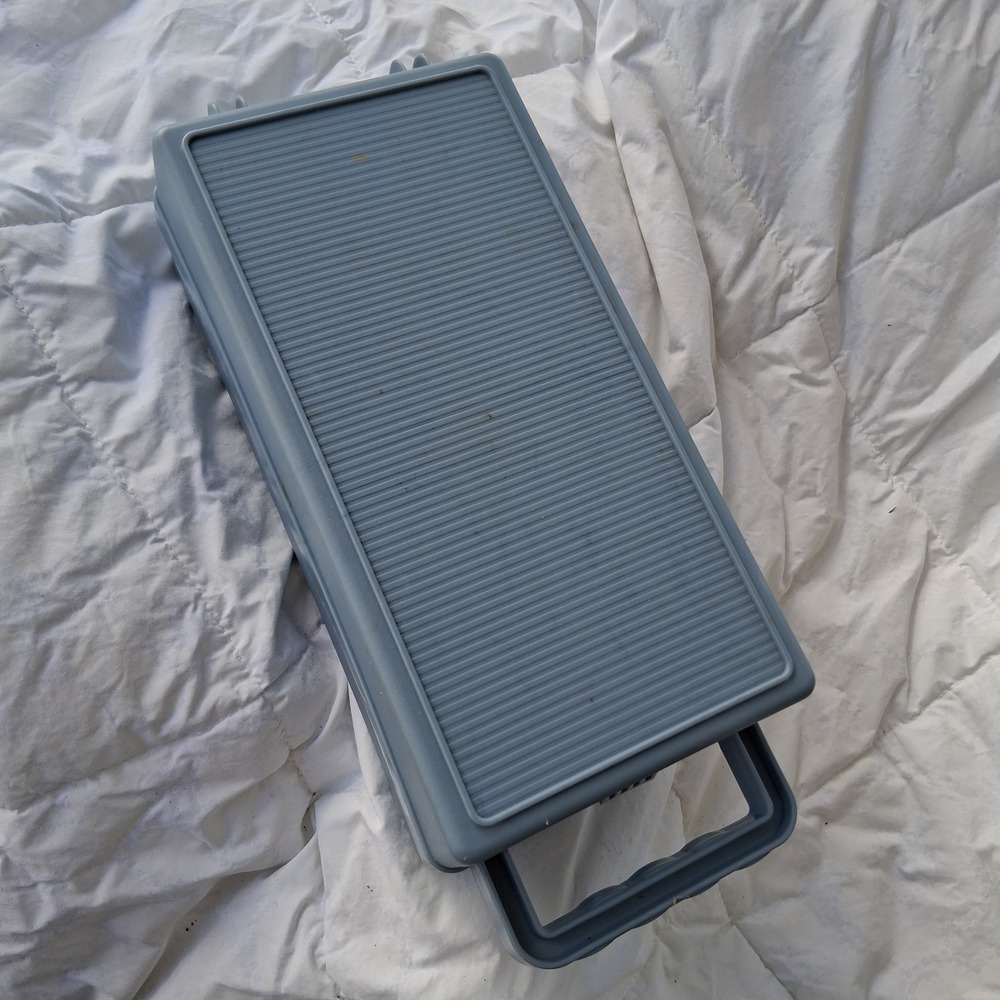 Vintage 80s 90s Cadet Blue Gray Plastic Audio Cassette Tape Storage Case Carrier